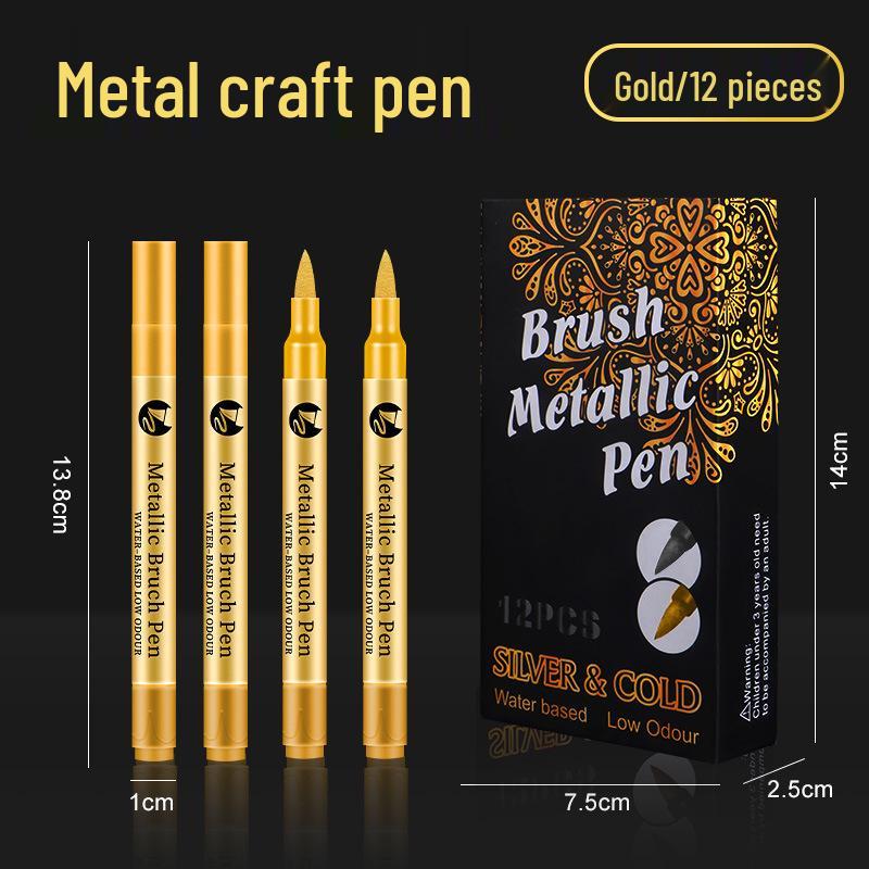 Gold Soft-Tip Metallic Highlighter Pen for Greeting Cards & Signatures - Water-Based Brush