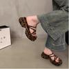 Fashion leopard print sandals women's muffin thick-soled one-word slippers women's summer new thick-soled wedge sandals