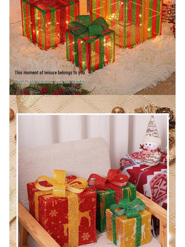Upgraded Christmas Lights Gift Box Set: 3-Piece Ornament & Birthday Party Decorations