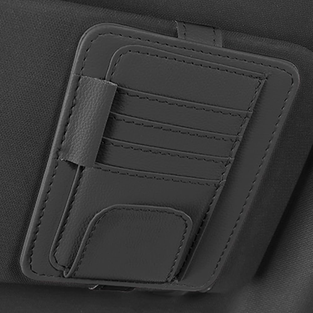 DYNAVERT Car Sun Visor Storage Multifunctional PU Holds and Easy Installation with Does Not Obstruct Visibility Pocket, Leather, Glasses/Sunglasses