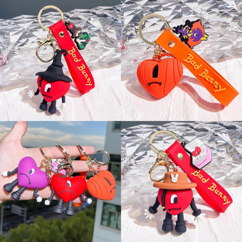 Soft Rubber Alloy Bad Bunny Key Ring Pendant Kids Xmas Decoration Gift