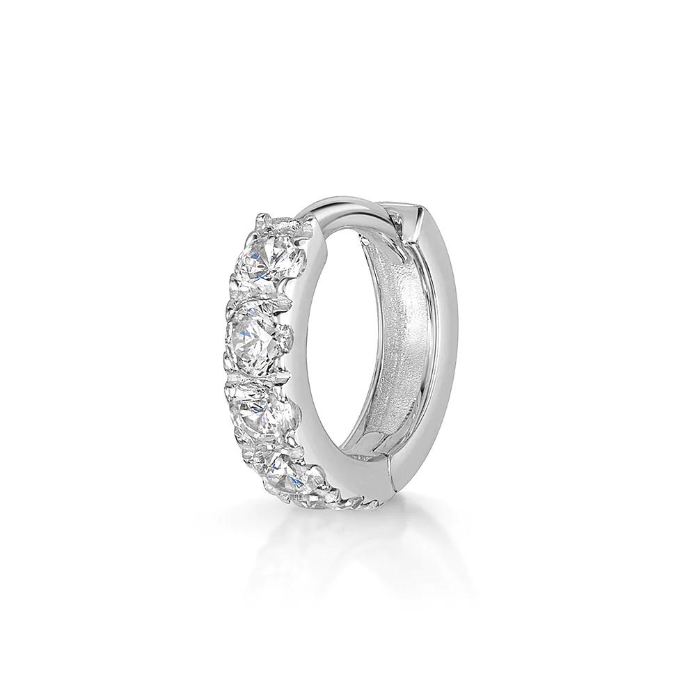 LENNIK 925 Silver Shiny Rhinestone Hoop Earrings For Women Single Cartilage Small Hoop Ear Bone Buckle Piercing Jewelry