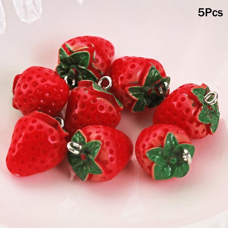 3D Simulated Fruit Resin Pendants 5Pcs Fun Fruit Charms for DIY Party Favors Earring Bracelet Jewelry Making Crafts