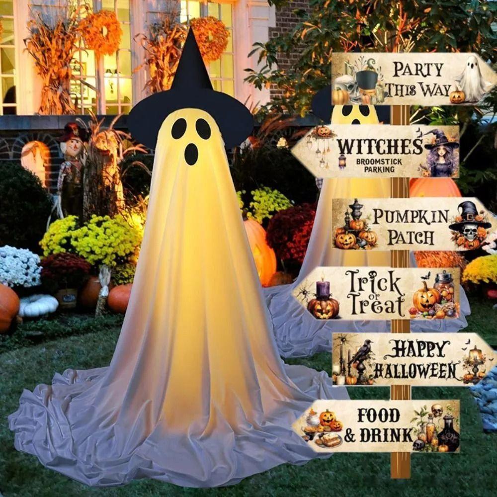 New Party Decoration Halloween Road Sign with Viscose Garden Decoration Welcome Sign Realistic Paper Party Road Sign