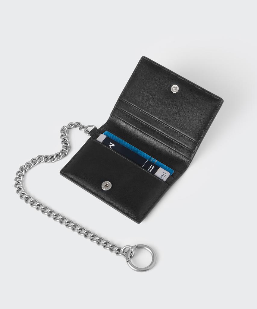 Musinsa Standard Crinkle Leather Chain Fold Card Wallet [Black]