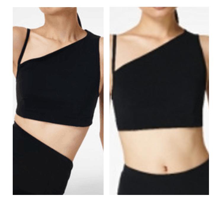 Women's Sleeveless Asymmetrical Yoga Top with Chest Pad – High-End Design for Sports, Fitness, and Running