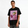 Cool Anime Character Print Top Loose Casual Tie-Dye Pink Purple Long Sleeve Unisex Trendy Shirt Pure cotton T-shirt