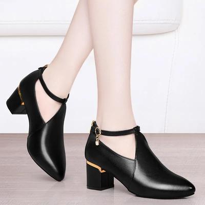 Zapatos De Mujer Women Casual Comfort Spring & Summer Buckle Strap High Heel Shoes Lady Fashion Sweet Patent Leather Shoes Ga01