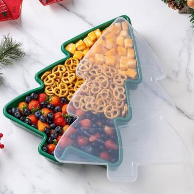 Christmas Serving Tray Cookie Boxes with Lid Christmas Cookie Boxes for Treats Nuts Fruit Popcorn Dip Dessert Party Table Decor
