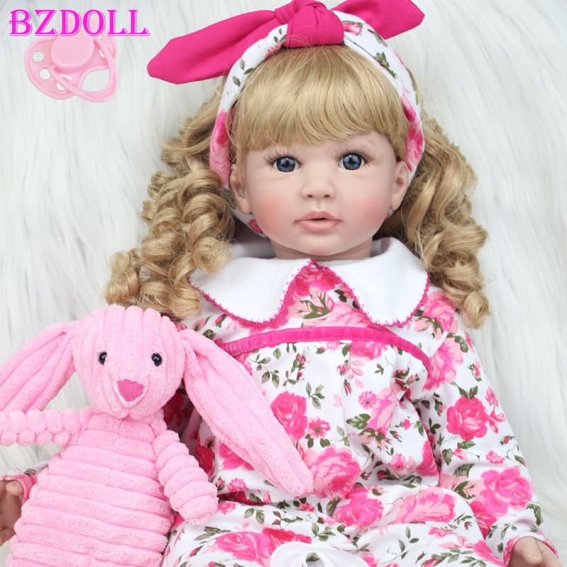 BZDOLL 60cm Soft Silicone Reborn Baby Doll Toys Like Real Vinyl Princess Toddler Alive Bebe Girl Bonecas Kids Birthday Gift