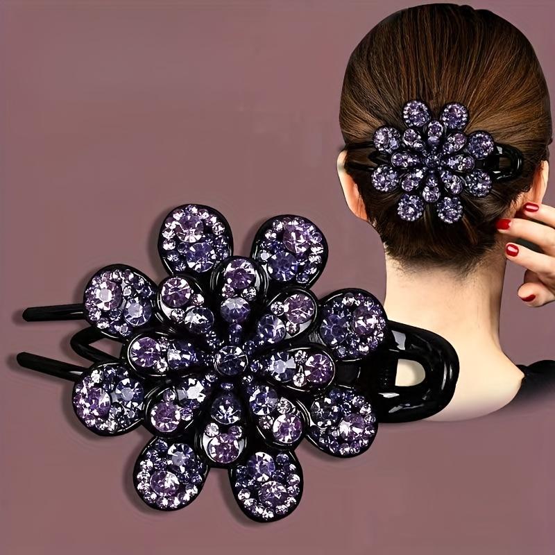 Elegant Vintage Flower Crystal Hair Clip-Large Duckbill Hair Accessory,Flower Shape,Ideal Mother's Day and Valentine's Day Gift