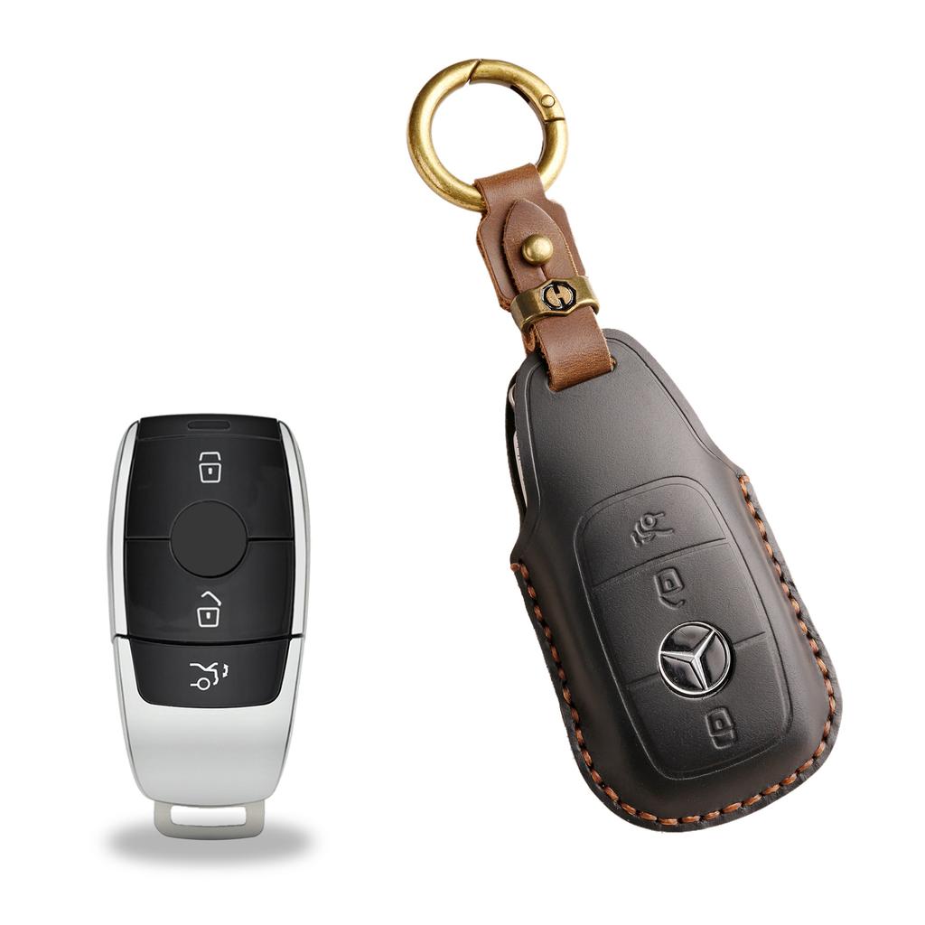 The new retro key bag is suitable for Mercedes-Benz high-end genuine leather car key cover cowhide pure handmade high-end shell