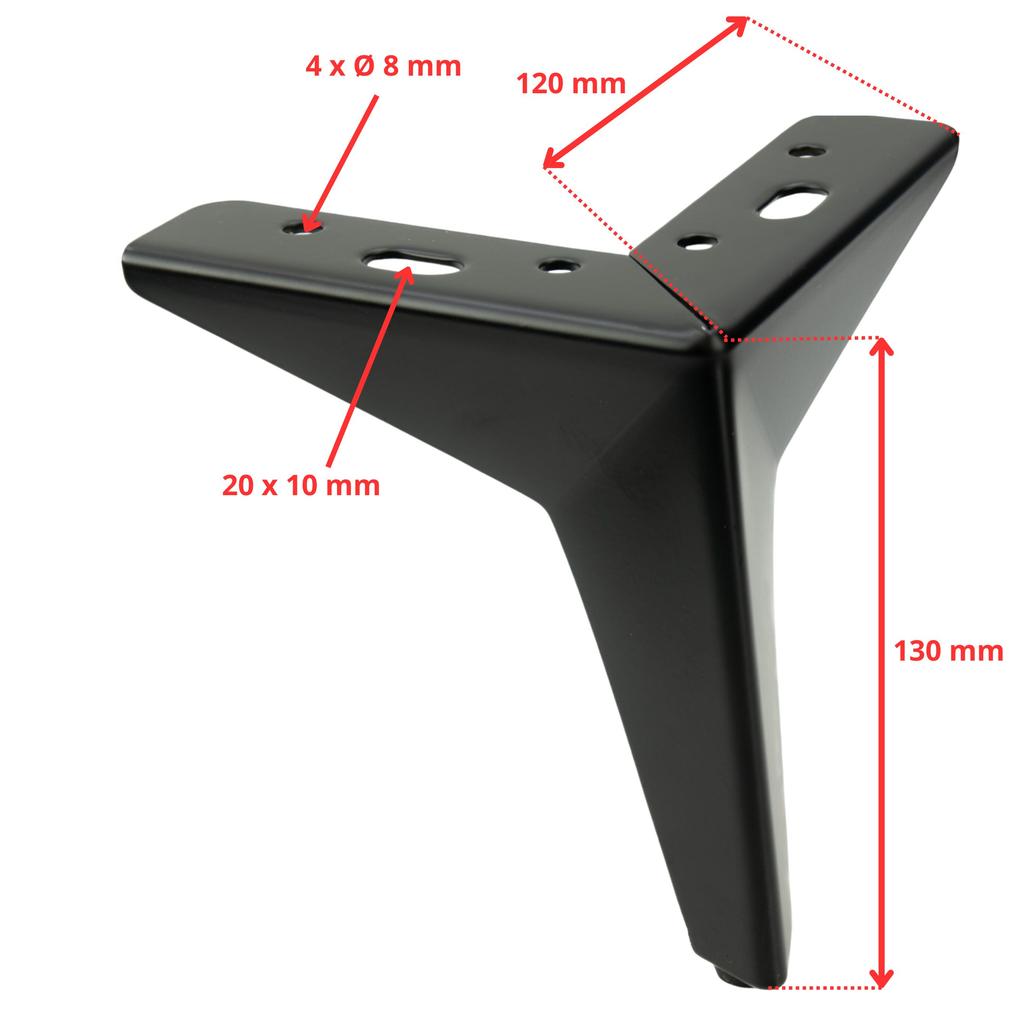Set of 4 Furniture Legs Star, Matt Black, Height 13 Cm