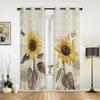 Vintage Flowers Butterflies Yellow Sunflower Modern Window Curtains for Living Room Bedroom Curtain Kitchen Blinds Drapes