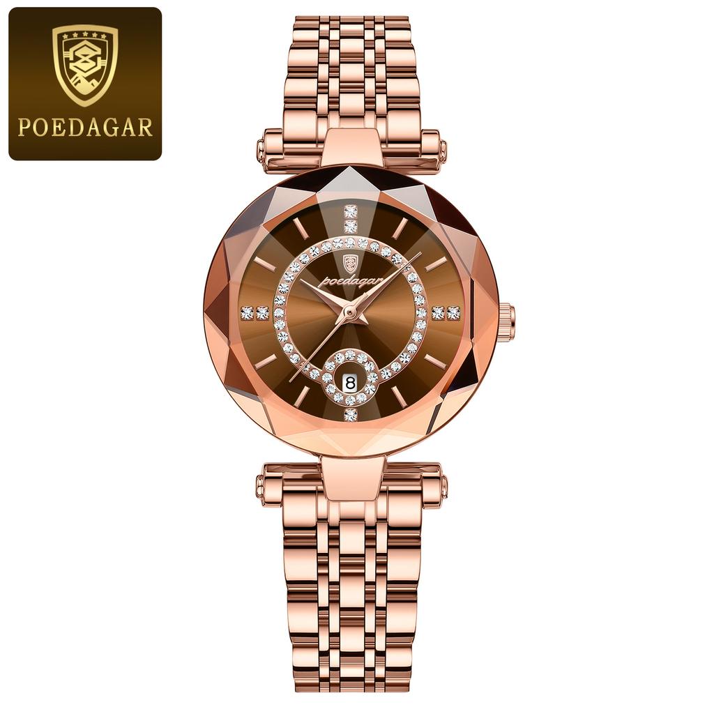 POEDAGAR Luxury Brand Women's Watches Waterproof Stainless Steel Date Ladies Wristwatch Fashion Elegant Quartz Watch Reloj