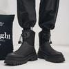 Men's Winter Fashion Waterproof Non-Slip High-Top Leather Boots with Thick Soles and Height Increase