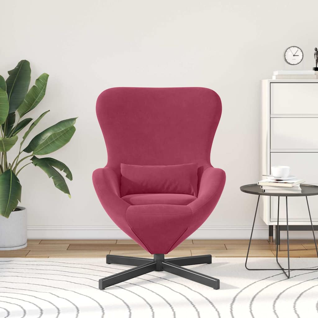 Egg Chair Burgundy 63 x 73 x 90 cm Velvet