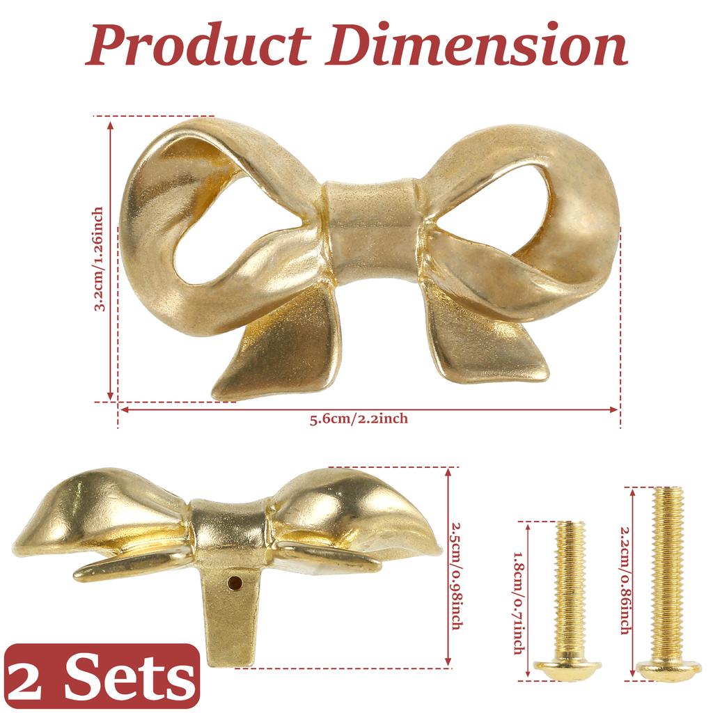2/4PCS European Style Brass Bow Tie Cabinet Handle Bowknot Wardrobe Closet Cupboard Door Drawer Knobs Furniture Handles Pulls