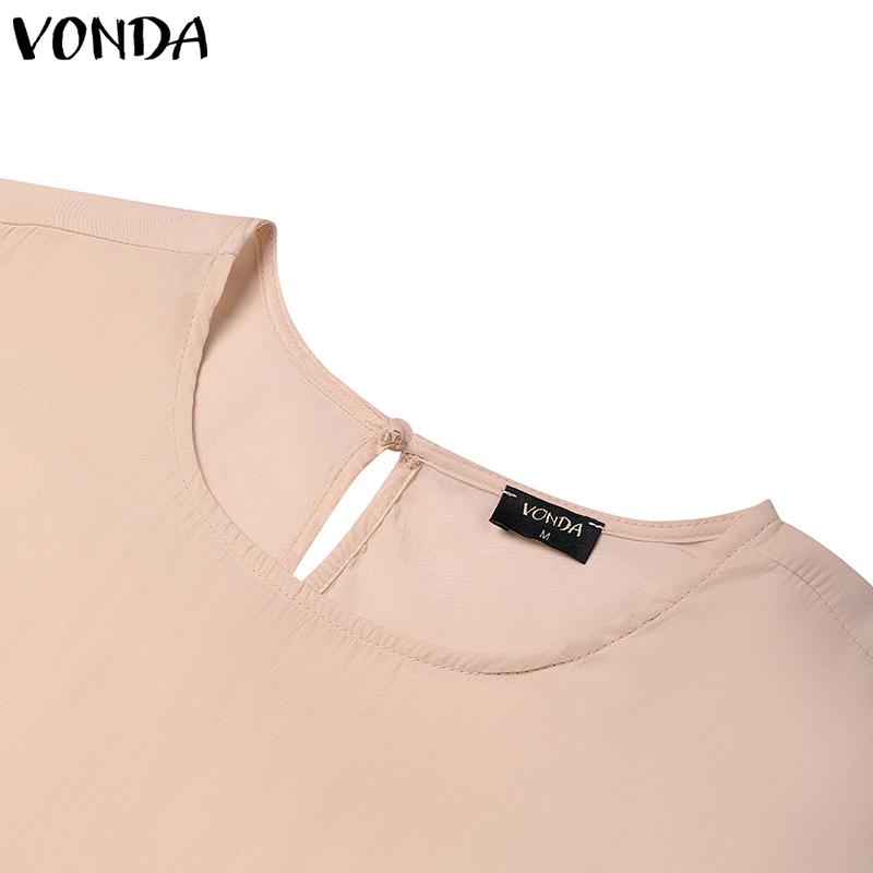 VONDA Women Round Neck Casual Long Sleeve Elegant Oversized Blouse