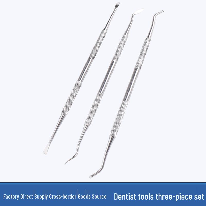 Dental Stainless Steel Tool Set: Probe, Mirror, Tartar Remover for Oral Care