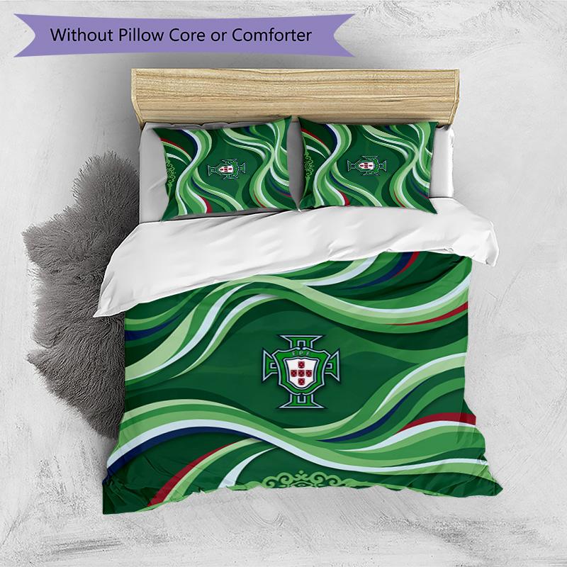 Set Biancheria da Letto Stampata Calcio Portogallo 3 Pezzi Set Copriletto Traspirante Accogliente come Regalo per la Casa Nuova o per le Feste