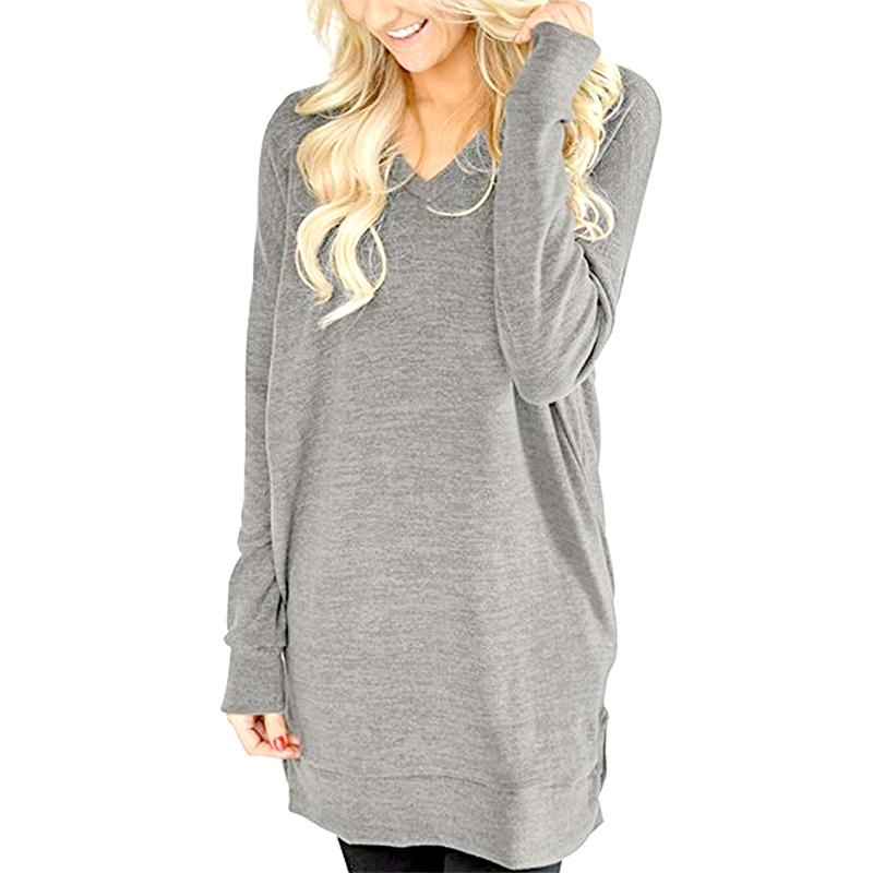 Women's Casual V-neck T-shirt Autumn New Women's Fashion Long Sleeved Top Versatile Women's Top