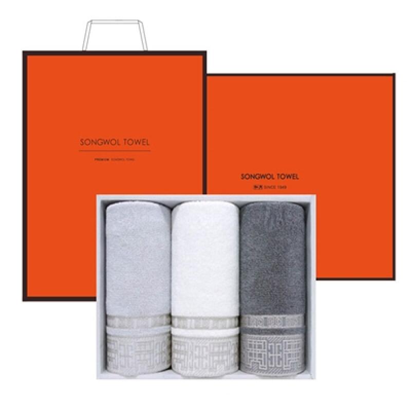 Songwol Grid 175g Bamboo Yarn Blend 3-Piece Towel Set White 1 set