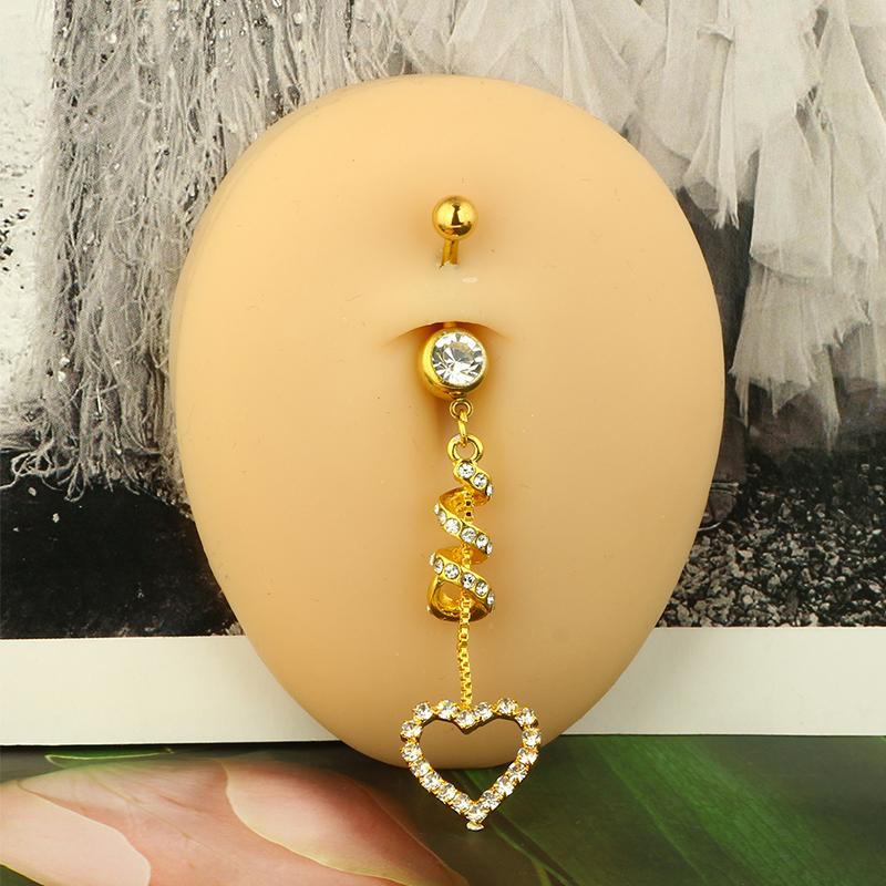 1pc Golden Belly Button Rings Pack Stainless Steel Long Dangling Navel Belly Piercing Jewelry For Women 14G Belly Bar Kit Stud