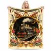 Vintage Train Pattern Blanket with Colorful Ornamental Border Design Blanket, Suitable for Use In the Bedroom, Living Room, On the Sofa