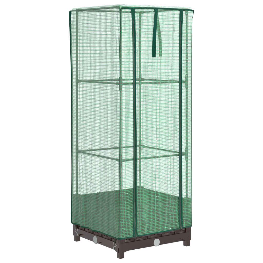 Vidaxl Raised Planter with Greenhouse, Rattan Look, 40X40X123 Cm