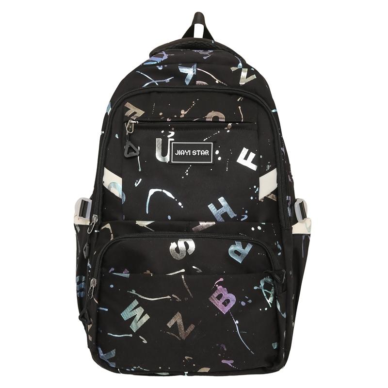 Female Large-Capacity Backpack Letter Print Students High School Schoolbag