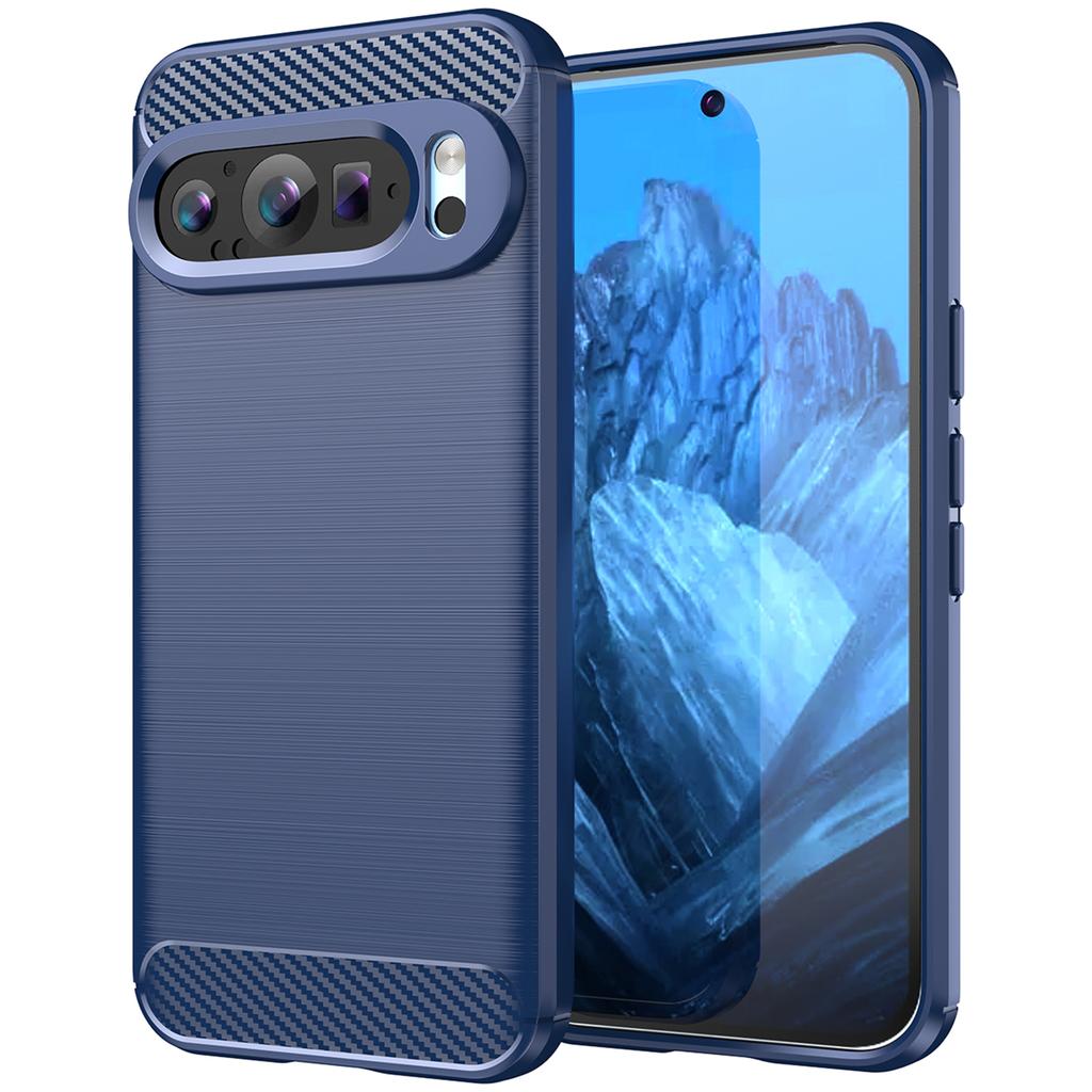 For Google Pixel 9/Pixel 9 Pro Case Brushed TPU Phone Cover Carbon Fiber Texture