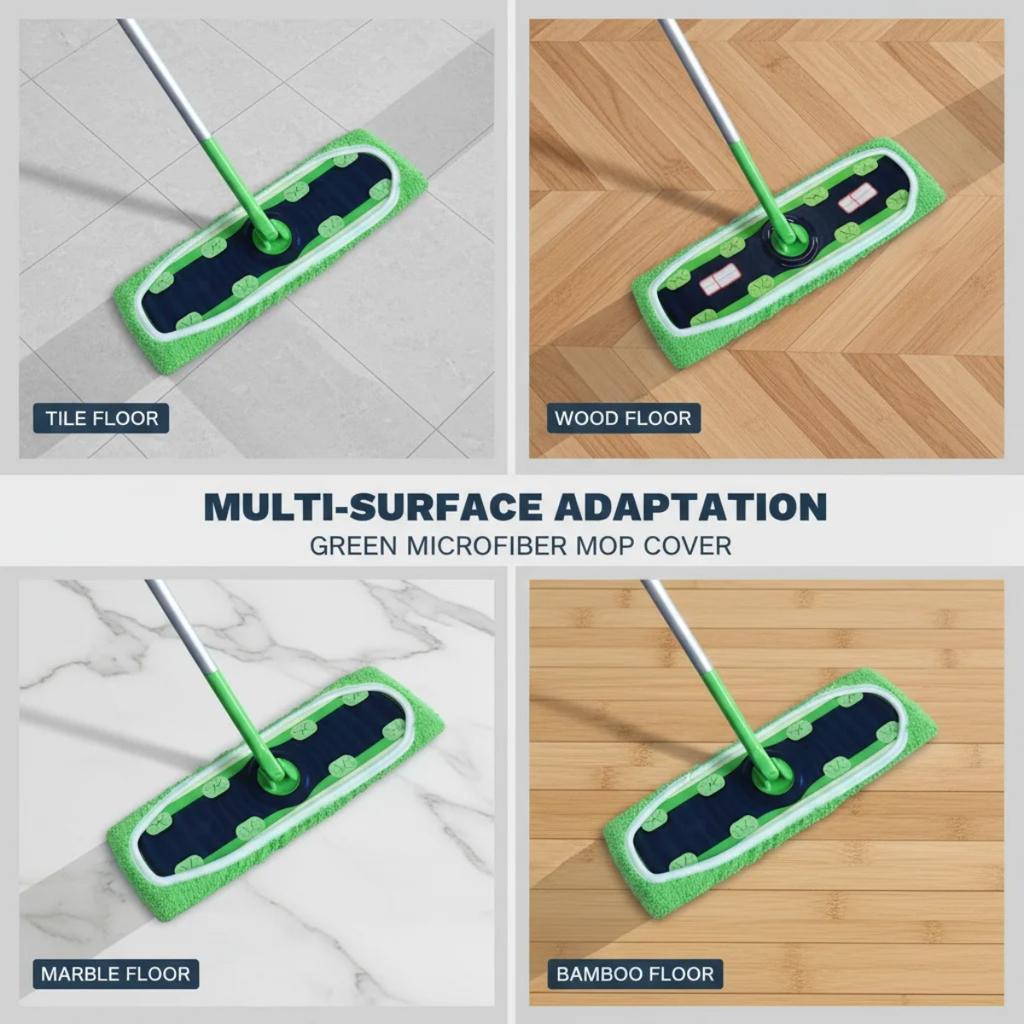 JINYUDOME Microfiber Mop Pads Reusable For Swiffer XL Sweeper Green Washable Dry Wet Mopping 17*5" Floor Cloths