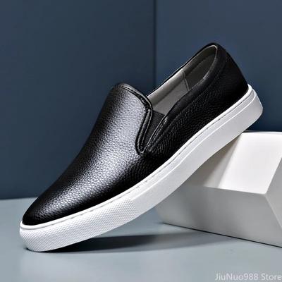 Nové Pánske Luxusné Ležérne Topánky z Pravej Kože Módne Stručné Štýlové Slip-on Mokasíny Pánske Ploché Kožené Skateboardové Topánky
