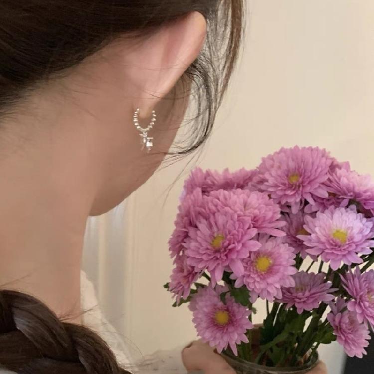Unique Heart Bowknot Hoop Earrings Fashion Bows Earrings for Women Cute Gift