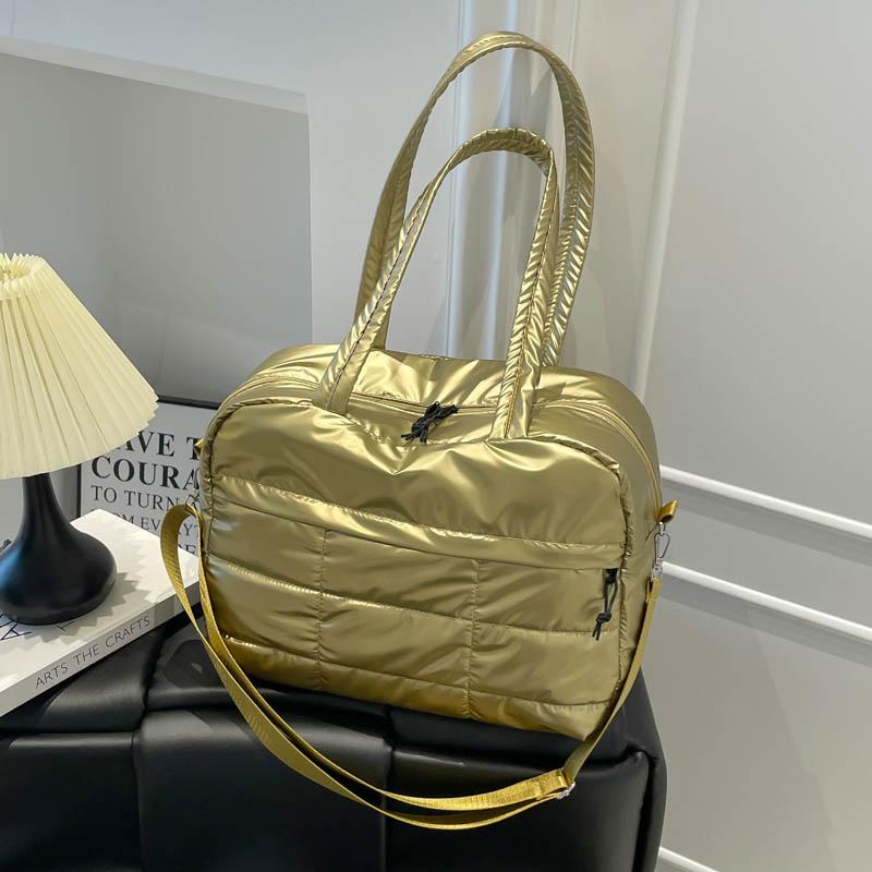 Yogodlns Quilted Solid Color Padded Travel Bag Portable Stylish Large Capacity Handbag for Women Sports Work & Everyday Use