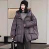 Womens Warm Hooded Down Jacket With Large Pockets Button Decor 2026 Fall Winter Loose Fit