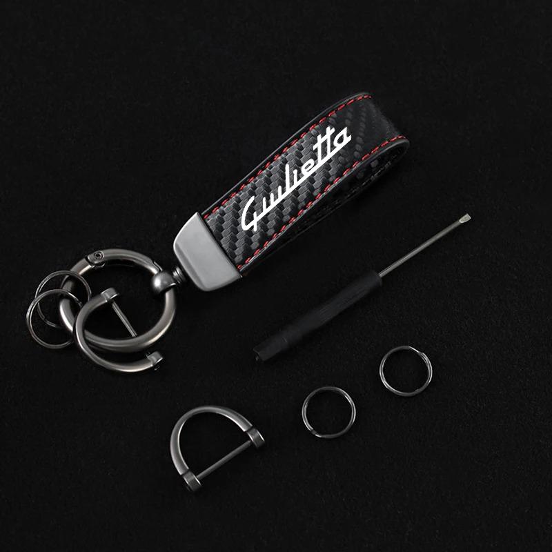 XTXG4 Luxury Leather Car Key Chain Anti-theft Keychian Ring For Alfa Romeo Giulietta 940 2010-2014 2015 2016 2017 2019 2021 Accessorie