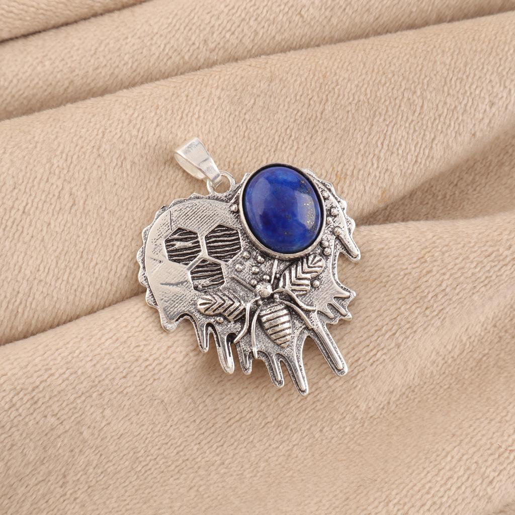 Lapis Lazuli anheng Håndlagde edelstenssmykker, 925 solid sterling sølv anheng, unikt design smykkeanheng