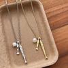 Metal Fish Pendant Necklace Hammered Texture Metallic Pendant Necklace  For Women
