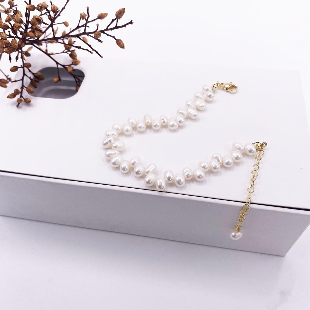 Dongdaemun Simple Collarbone Chain Retro Baroque Style Petal-shaped Freshwater Pearl Necklace Same Bracelet Women