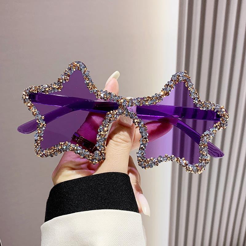 Y2K Vintage Punk Rimless Sunglasses Women Men Luxury Star Diamond Designer Shades Popular Sun Glasses