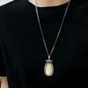S925 Sterling Silver Medicine Buddha Pendant with Natural Shell Carving, Ethnic Auspicious Clouds Design, High-End Fashionable Necklace.