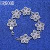 925 Sterling Silver Flower Gift Bracelet Fashion Jewelry