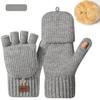 Høst Vinter Fortykket Fingerløse Hansker Fleecefôret Strikket Kuldebestandig Varm Halvfinger Skrive Ullhansker