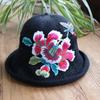 Vår og sommer etnisk vind broderi blomst sammenleggbar hatt dame strikkelue sandbøttehatt