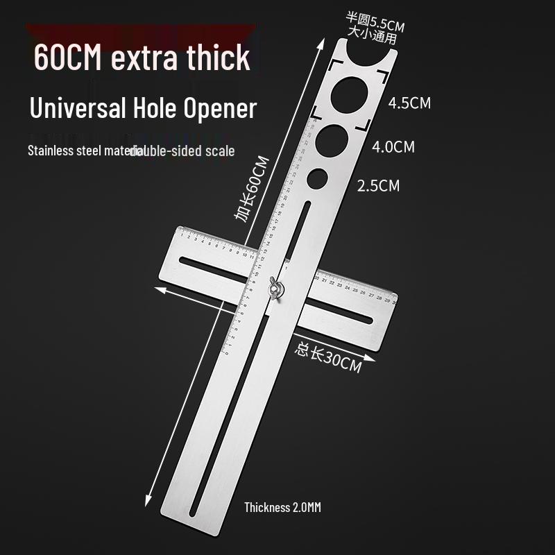 Adjustable Multifunction Tile Hole Locator and Ruler Tool