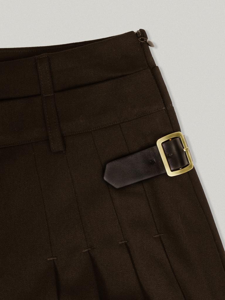 Polneua Agrafe Pleats Skirt (Brown)
