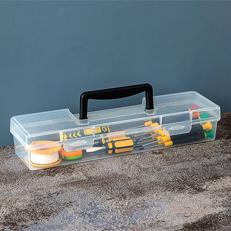 Multipurpose Transparent Organiser Box For Home Repair Tool Easy Carry Handle And Plastic Construction Toolbox