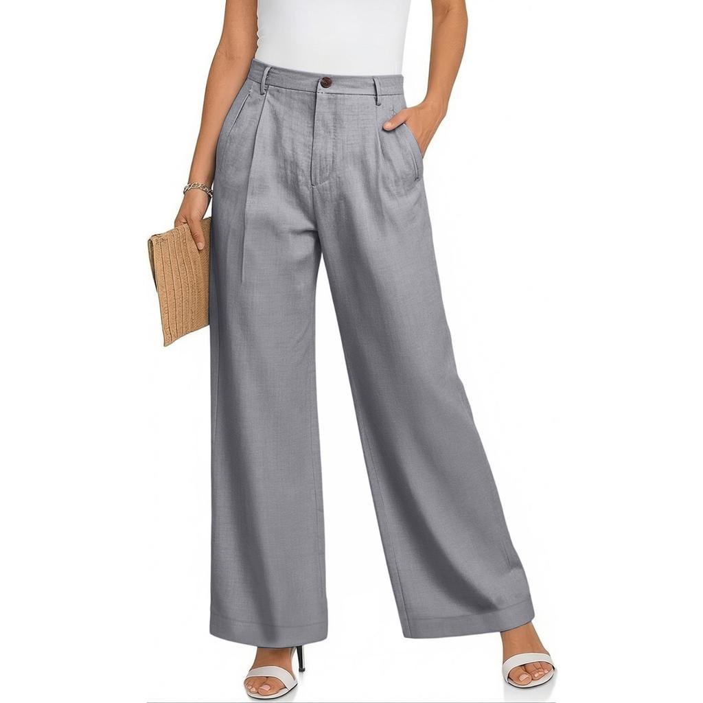 Ladies' Color Casual Fashion Breathable Loose Cotton And Linen Pants